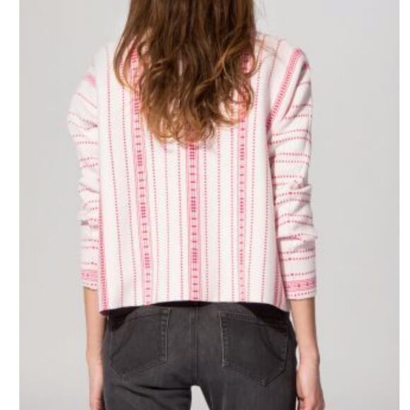 Maje Mauve Dot Striped Oversized Boxy Sweater Cream Pink 2 M - Picture 2 of 10